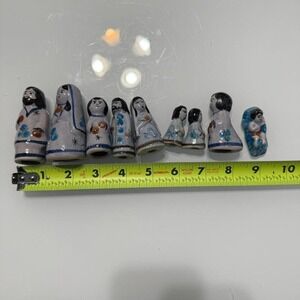 Vintage Hand-Painted Pottery Nativity Set | Folk Art Ceramic